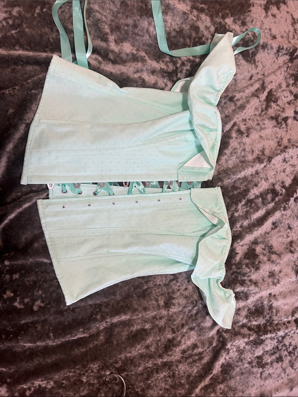 Mint Lace-Up Corset Camisole Top - Women's